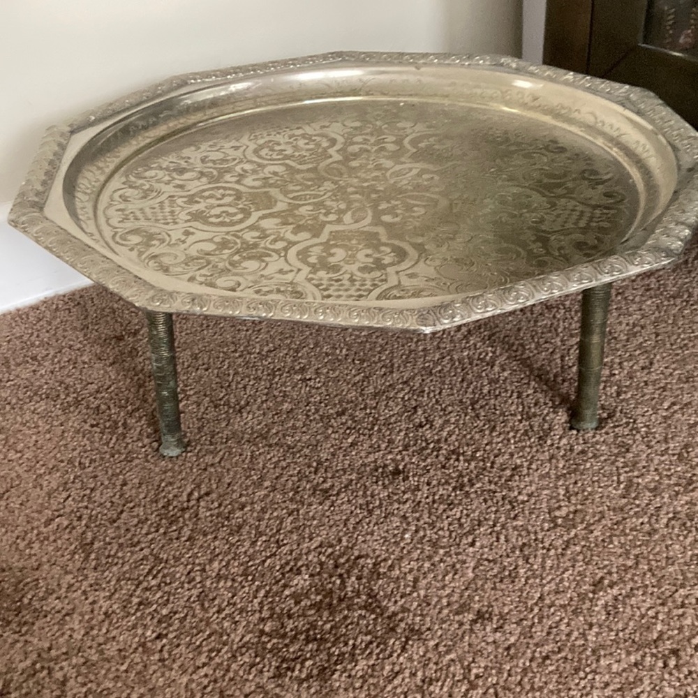 Moroccan old tea platter argent fes
